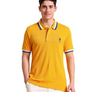 U.S. Polo ASSN. Striped Slim Fit Polo T Shirts for Men - 100% Cotton, Half Sleeves Mens Tshirt
